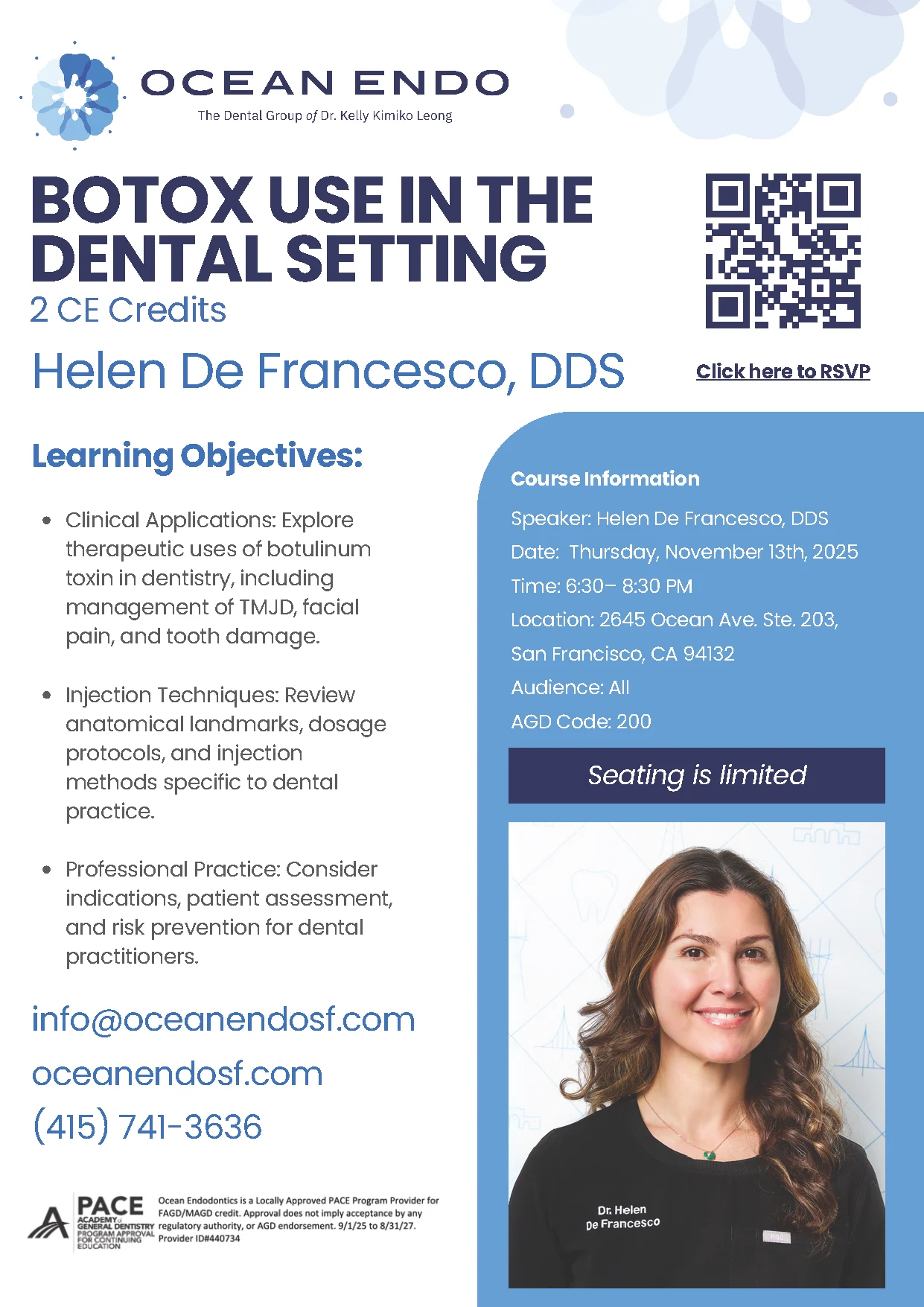 Botox Use in the Dental Setting continuing education flyer