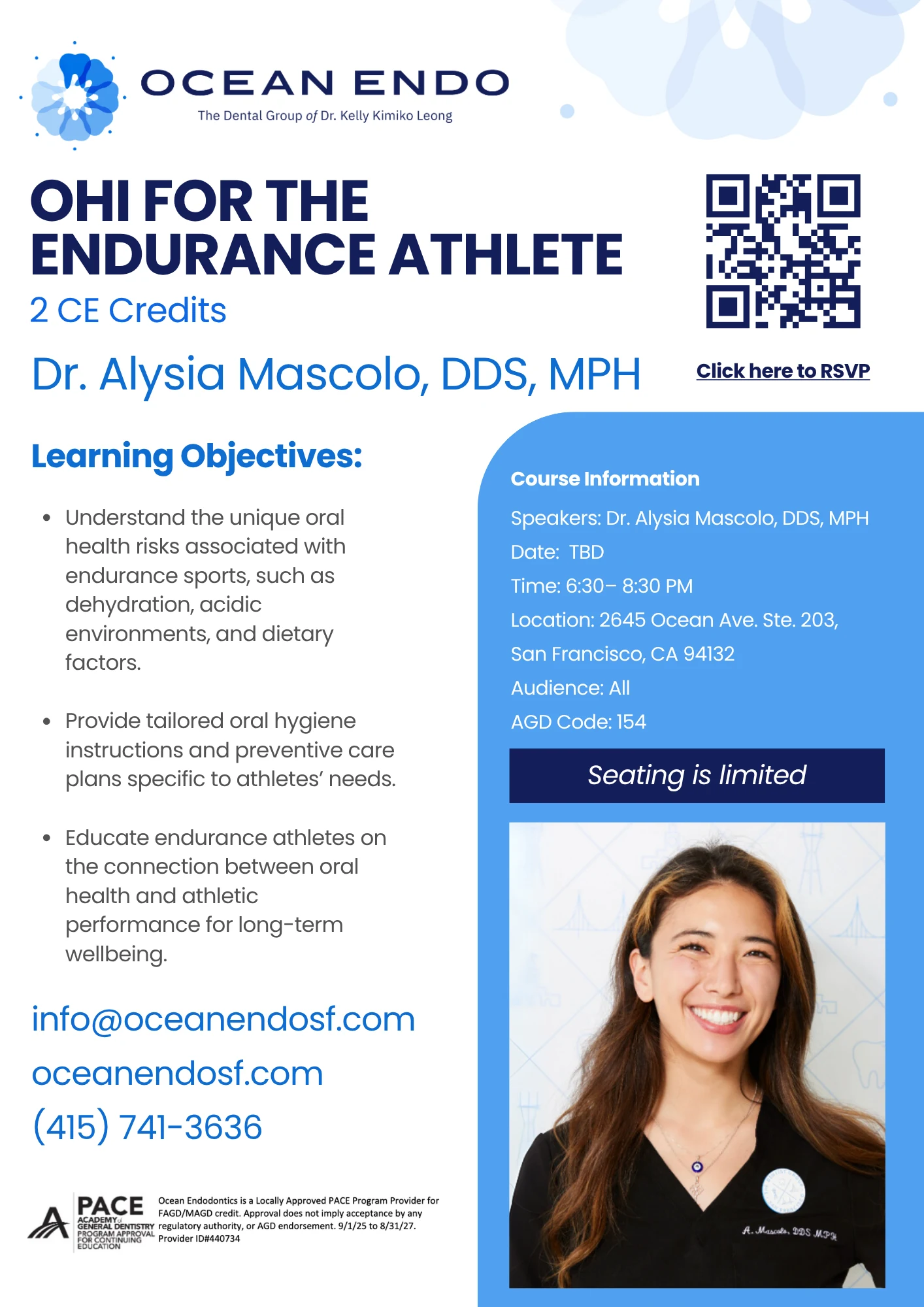 OHI for the Endurance Athlete course flyer with learning objectives and details