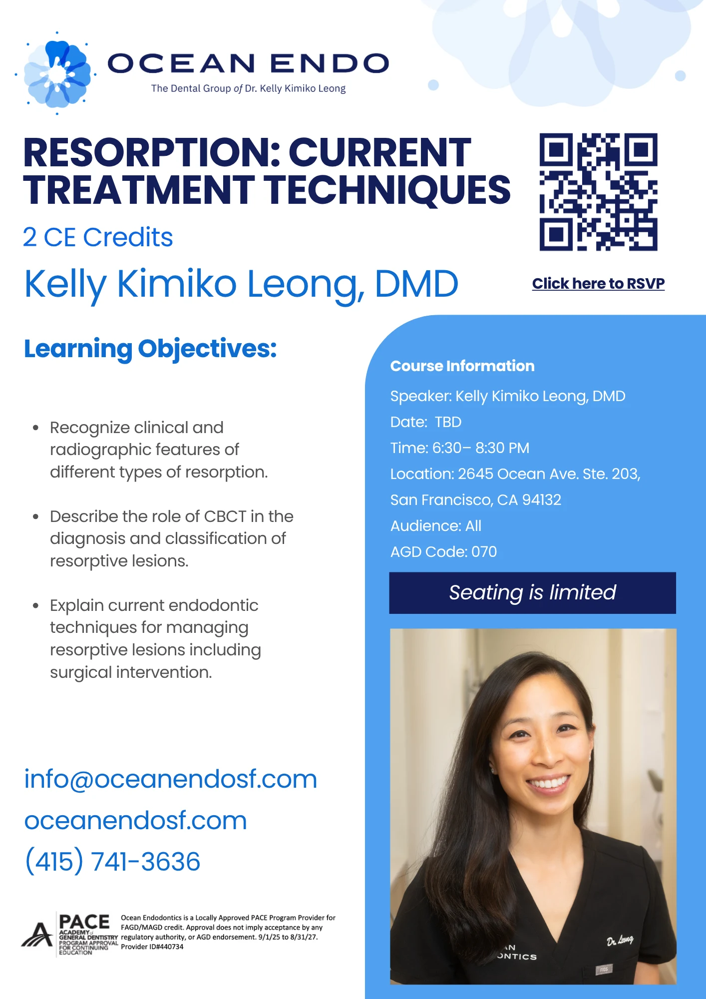 Resorption: Current Treatment Techniques course flyer with learning objectives and details